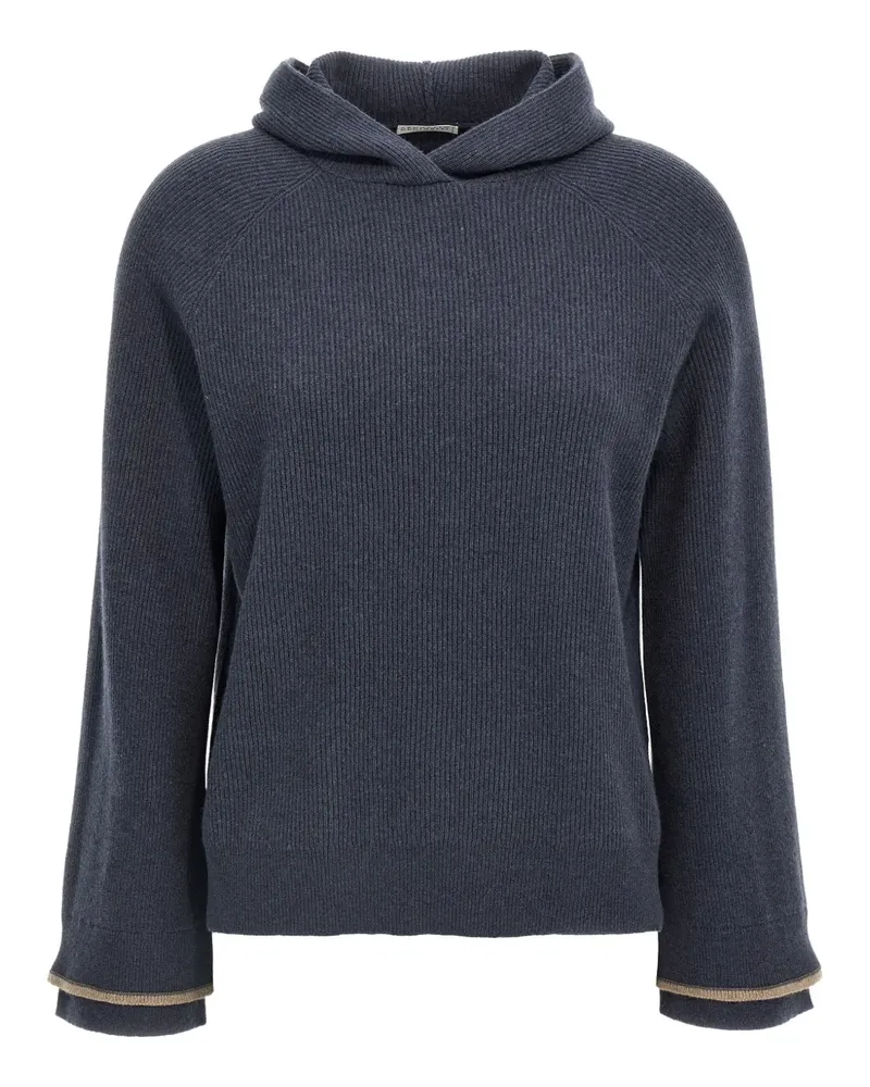 Brunello Cucinelli Gerippter Hoodie - Blau Blau