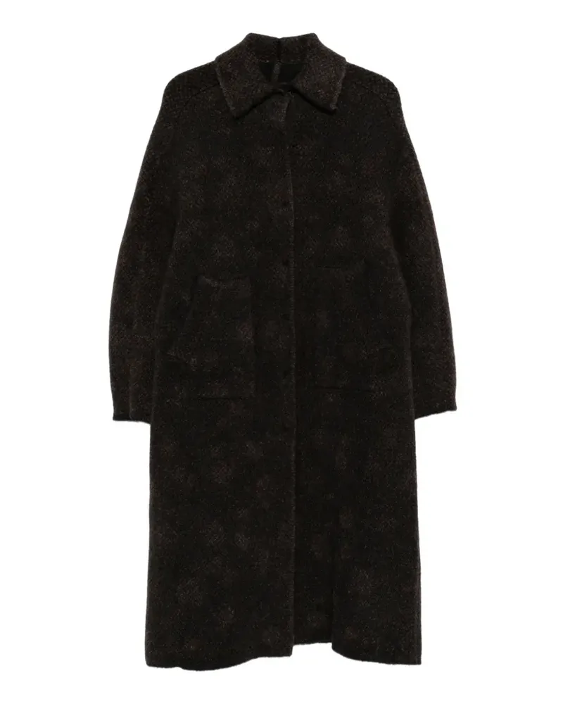 Boboutic bouclé-knit single-breasted coat - Blau Blau