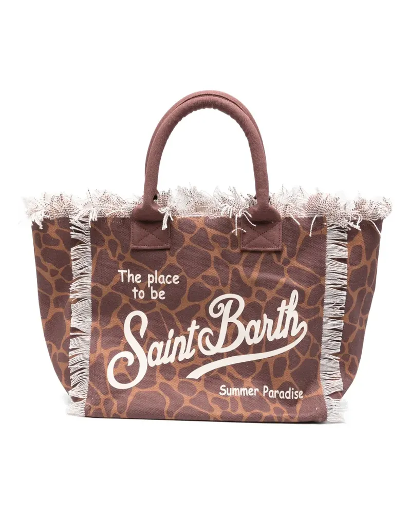 MC2 Saint Barth giraffe-print fringed tote bag - Braun Braun