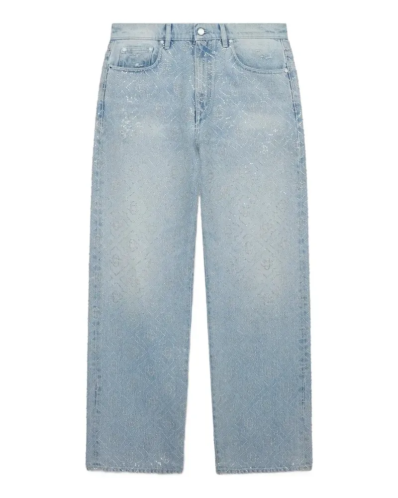 Casablanca Paris crystal-embellished monogram jeans - Blau Blau