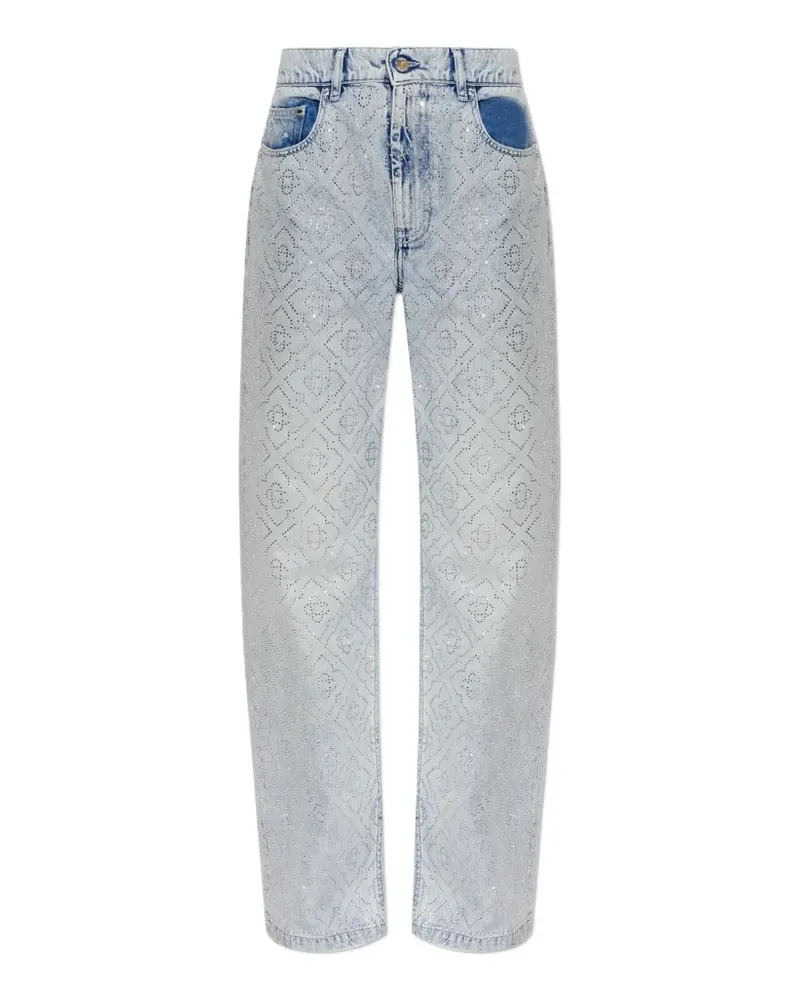 Casablanca Paris crystal-embellished monogram jeans - Blau Blau