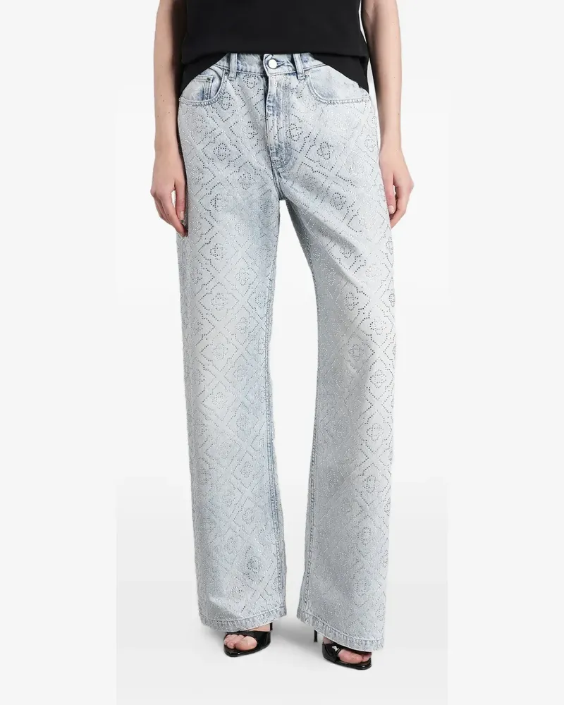Casablanca Paris crystal-embellished monogram jeans - Blau Blau