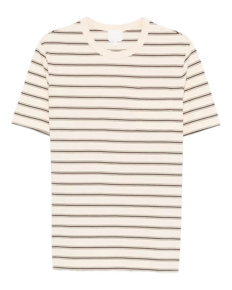 A.P.C. striped chest-pocket T-shirt - Nude Nude