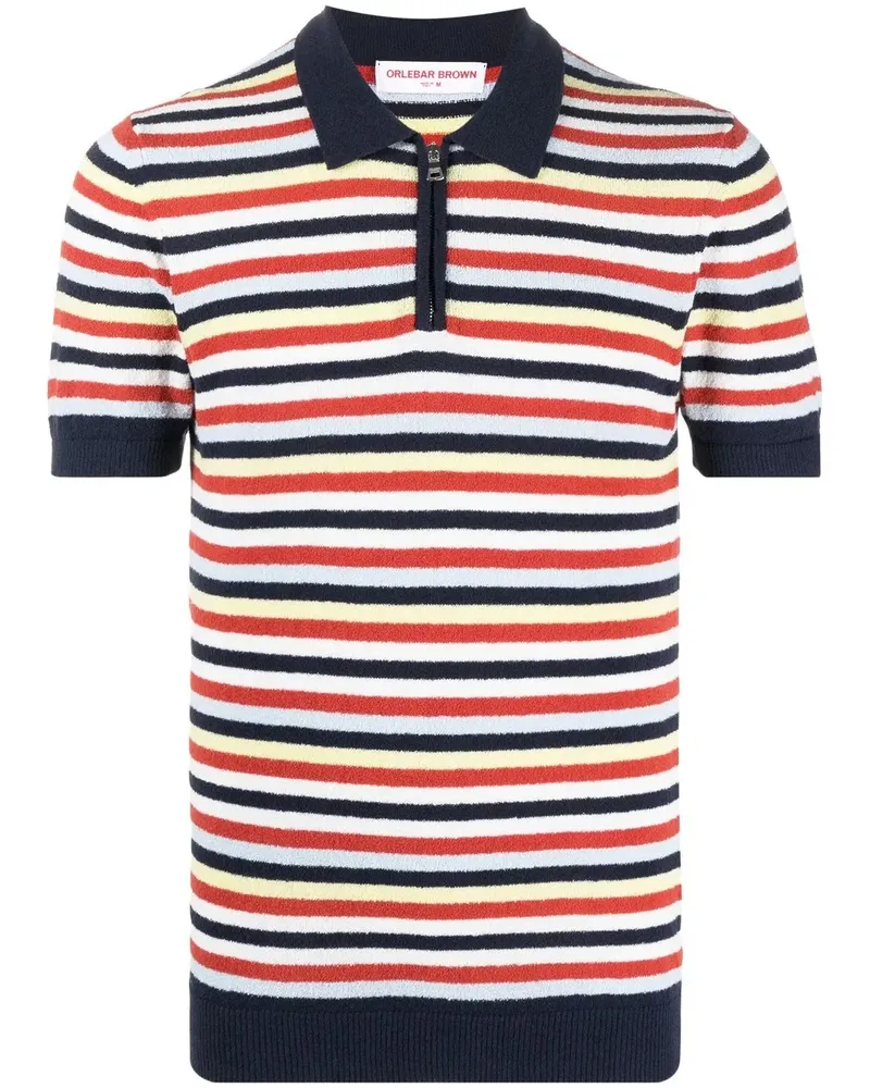 Orlebar Brown Gestricktes Poloshirt mit Streifen - Blau Blau