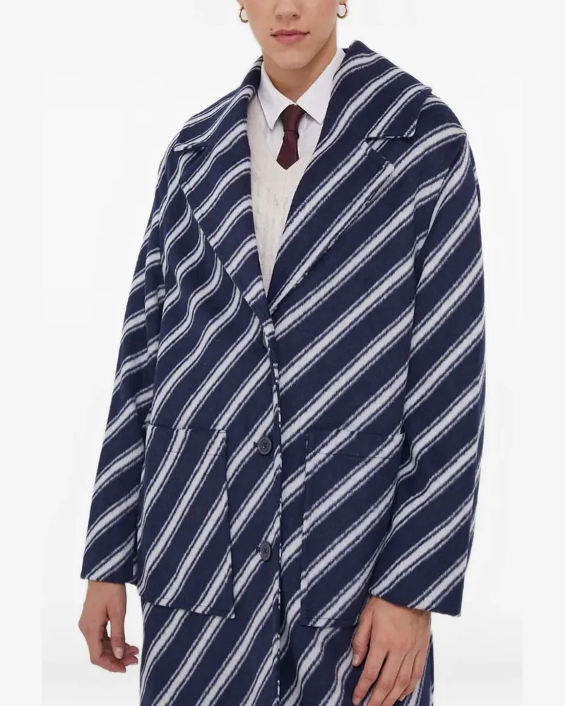 Benetton striped button coat - Blau Blau