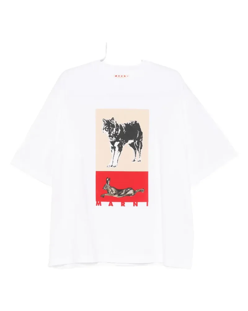 Marni T-Shirt mit Animal-Print - Weiß Weiß