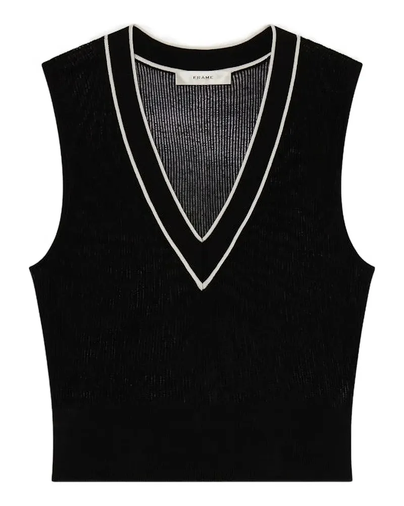 Frame Denim V-neck ribbed vest - Schwarz Schwarz