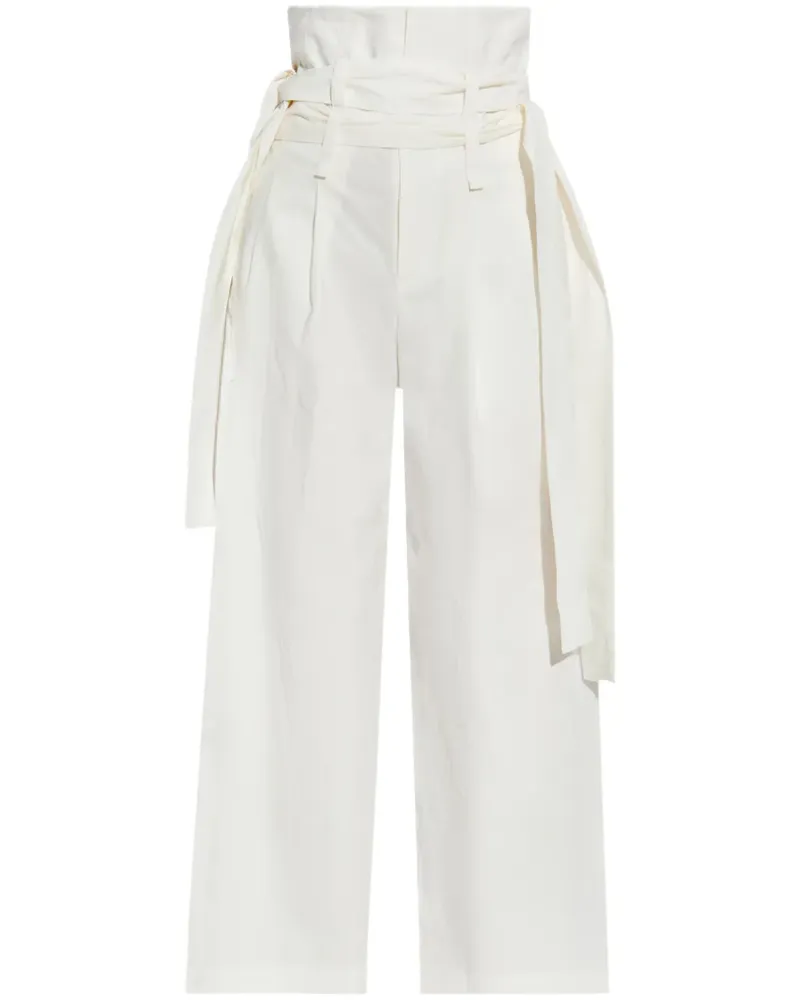 Issey Miyake Hose mit hohem Bund - Weiß Weiß