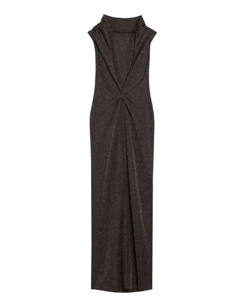 Max Mara Drapiertes Maxikleid mit Glitter-Optik - Braun Braun