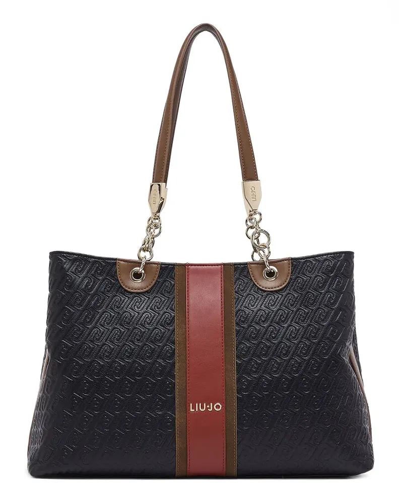 Liu Jo Mittelgroßer Shopper mit Logo-Prägung - Schwarz Schwarz
