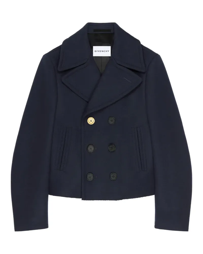 Givenchy Doppelreihiger Cropped-Mantel - Blau Blau