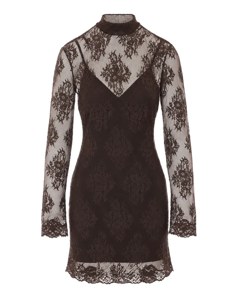 Aniye By Vivì Minikleid aus Blumenspitze - Braun Braun