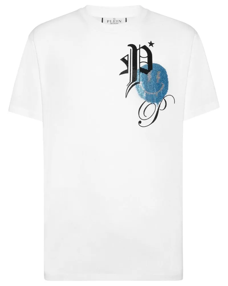 Philipp Plein T-Shirt mit Strass-Logo - Weiß Weiß
