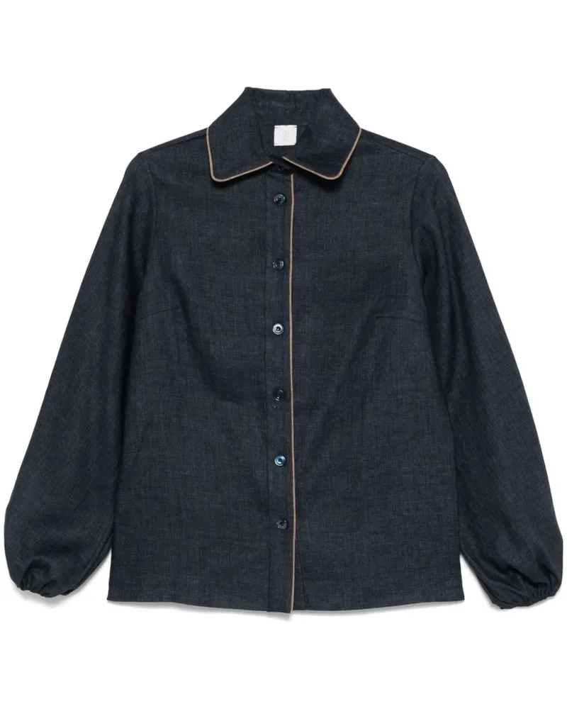Eleventy Hemd aus Leinen - Blau Blau