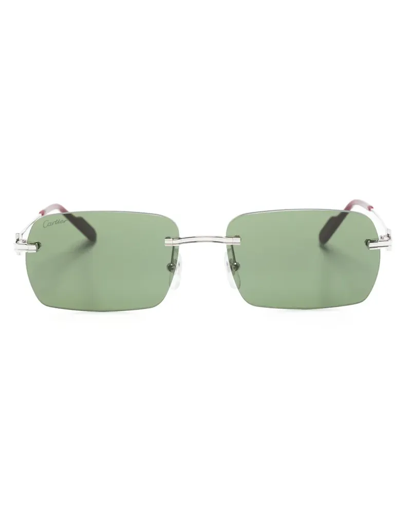 Cartier Sonnenbrille mit eckigem Gestell - Silber Silber