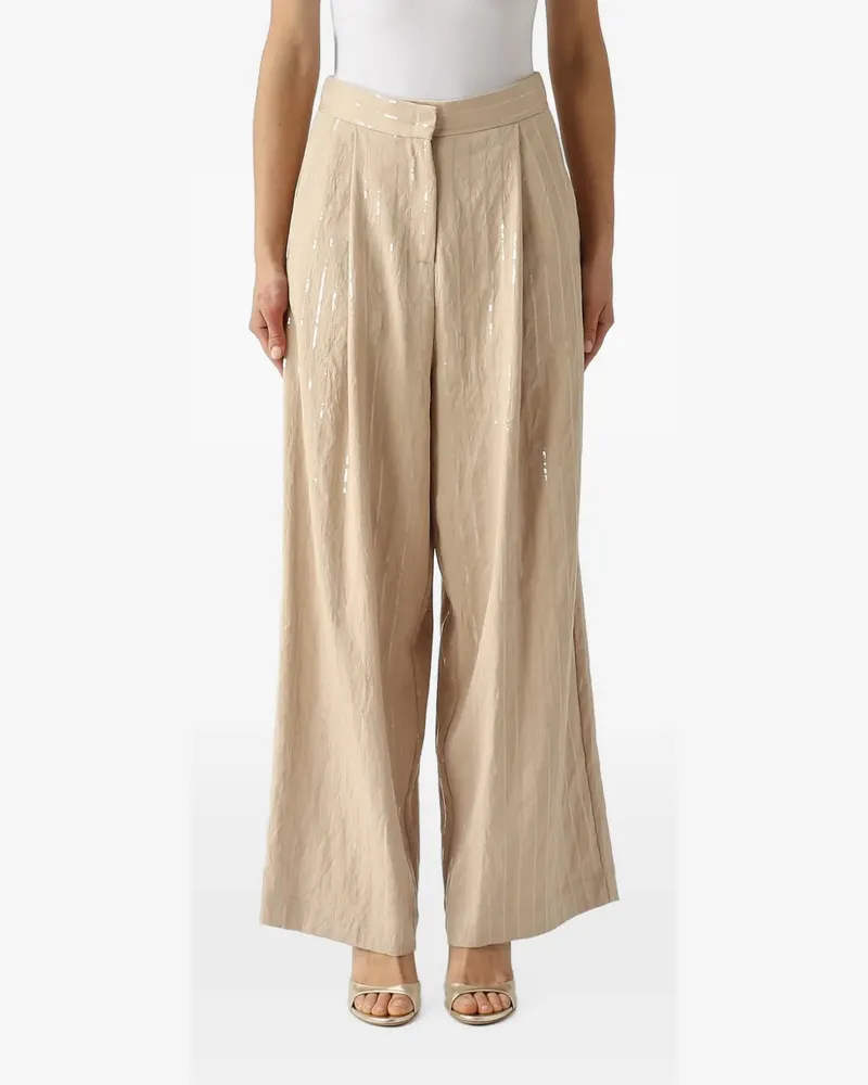 MEIMEIJ Wide-Leg-Hose mit Pailletten - Nude Nude