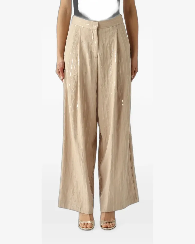 MEIMEIJ sequin-embellished wide-leg trousers - Nude Nude
