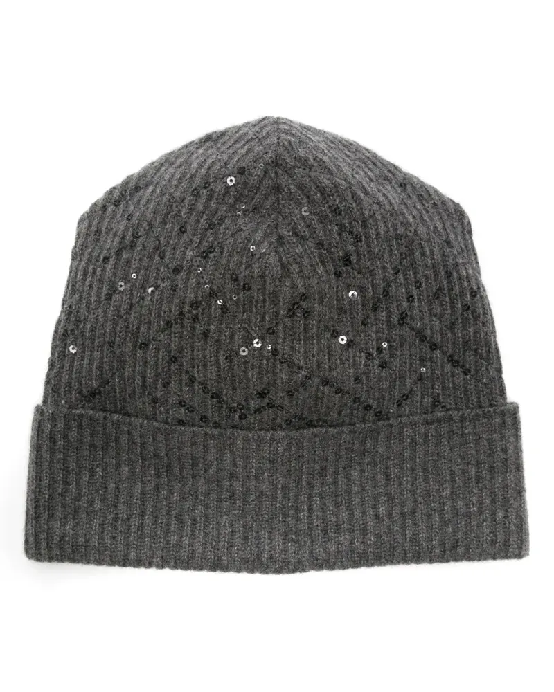 Brunello Cucinelli Beanie mit Pailletten - Grau Grau