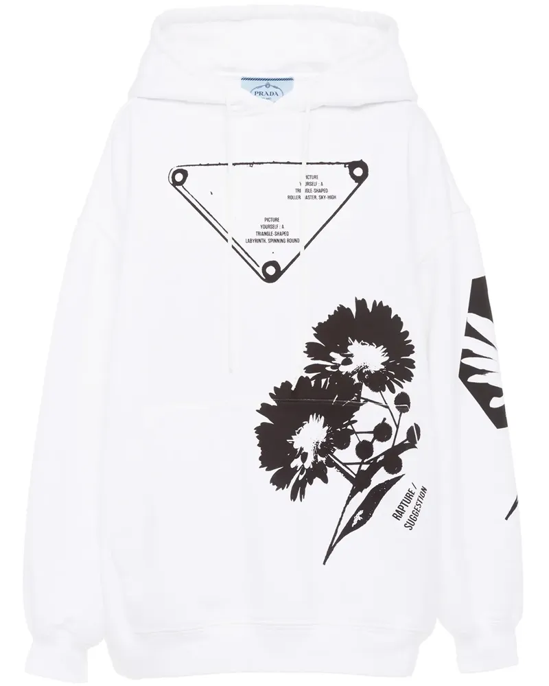 Prada Hoodie mit grafischem Print - Weiß Weiß