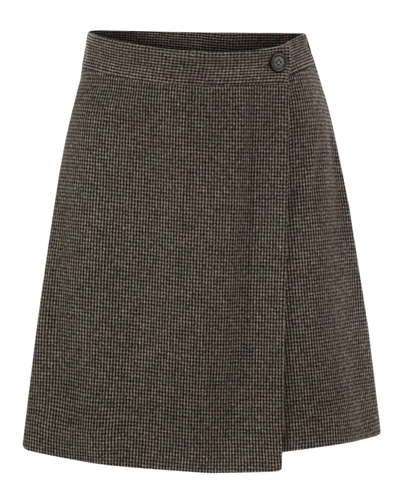 Max Mara houndstooth wrap-effect skort - Braun Braun