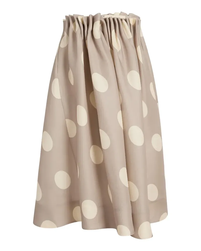 KHAITE Geraffter Midirock mit Polka Dots - Nude Nude