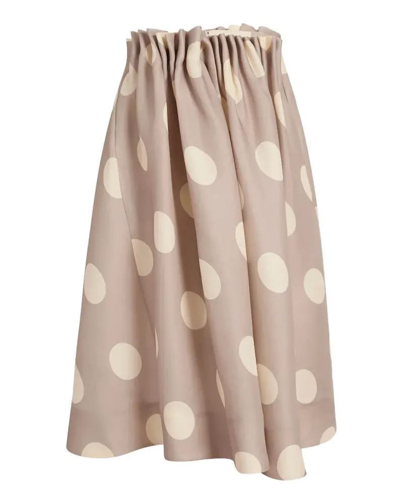 KHAITE Geraffter Midirock mit Polka Dots - Nude Nude