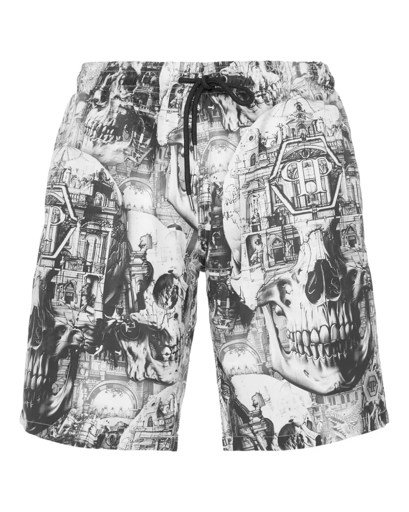 Philipp Plein Badeshorts mit grafischem Print - Schwarz Schwarz