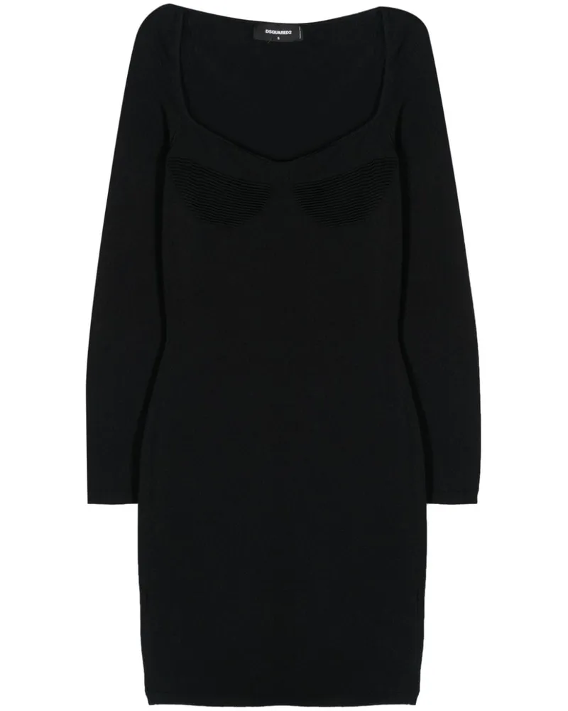 Dsquared2 Gestricktes Minikleid aus Krepp - Schwarz Schwarz