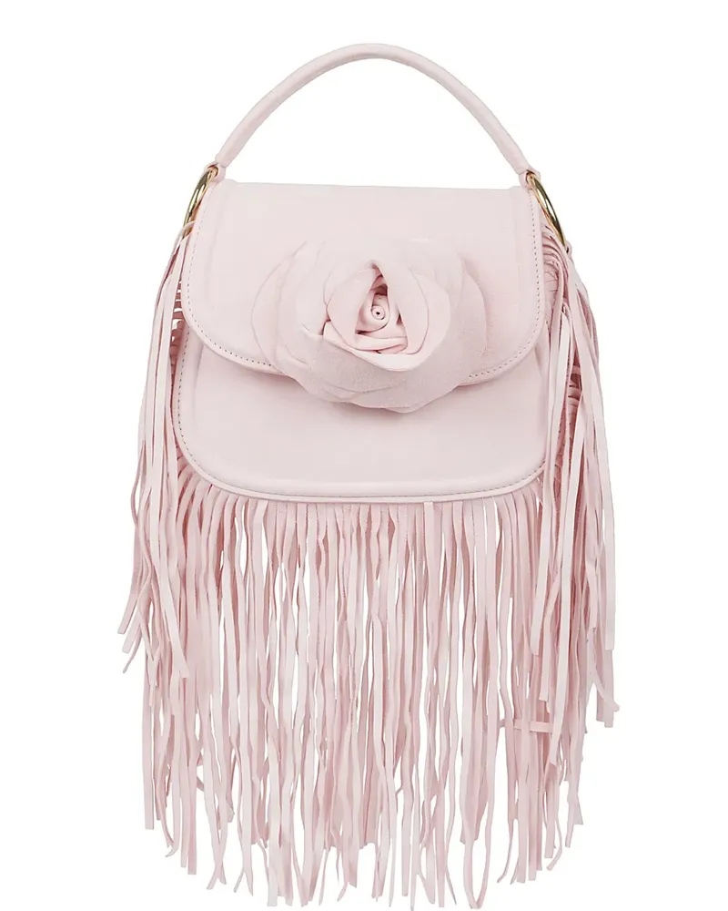 GEDEBE Alice fringe-trim floral-appliqué tote bag - Rosa Rosa
