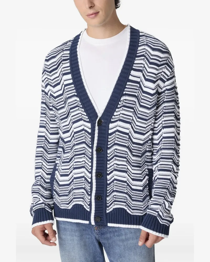 Missoni Gestreifter Cardigan mit V-Ausschnitt - Blau Blau