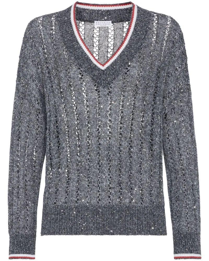 Brunello Cucinelli Pullover mit Pailletten - Grau Grau
