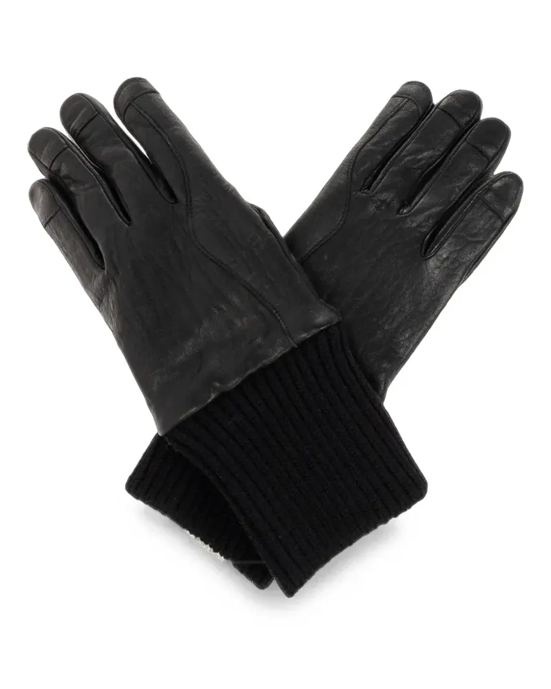 Rick Owens ribbed-cuff leather gloves - Schwarz Schwarz