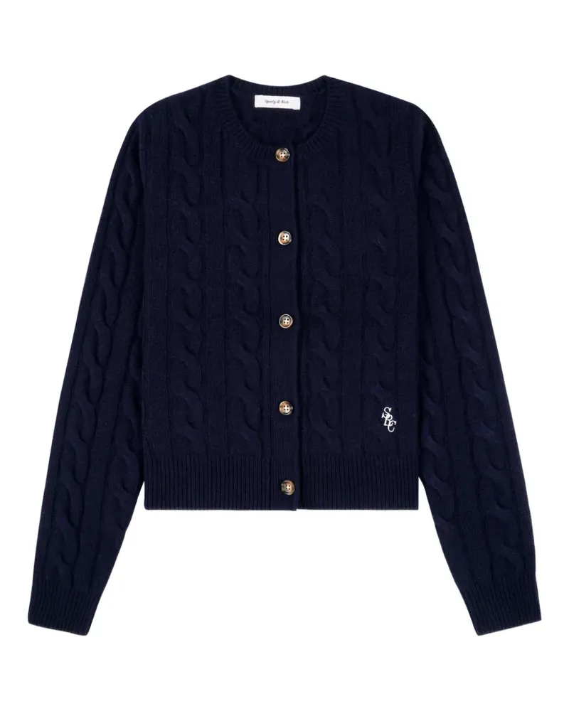 SPORTY & RICH SRC cable-knit button cardigan - Blau Blau