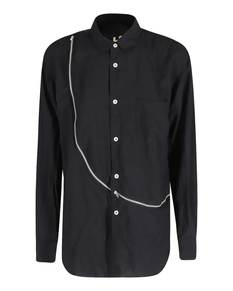 Comme des Garçons asymmetric zip-detail shirt - Schwarz Schwarz