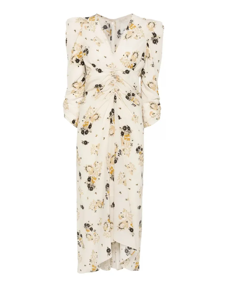 Isabel Marant Albini floral-print ruched midi dress - Nude Nude