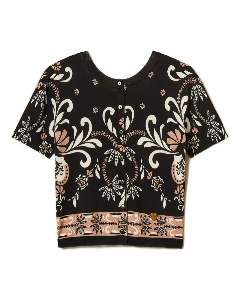 Twin-Set foulard-print cardigan - Schwarz Schwarz
