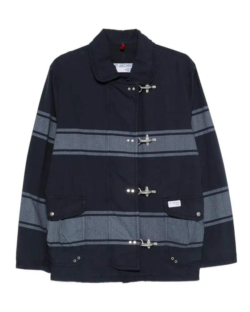 Fay striped toggle coat - Blau Blau