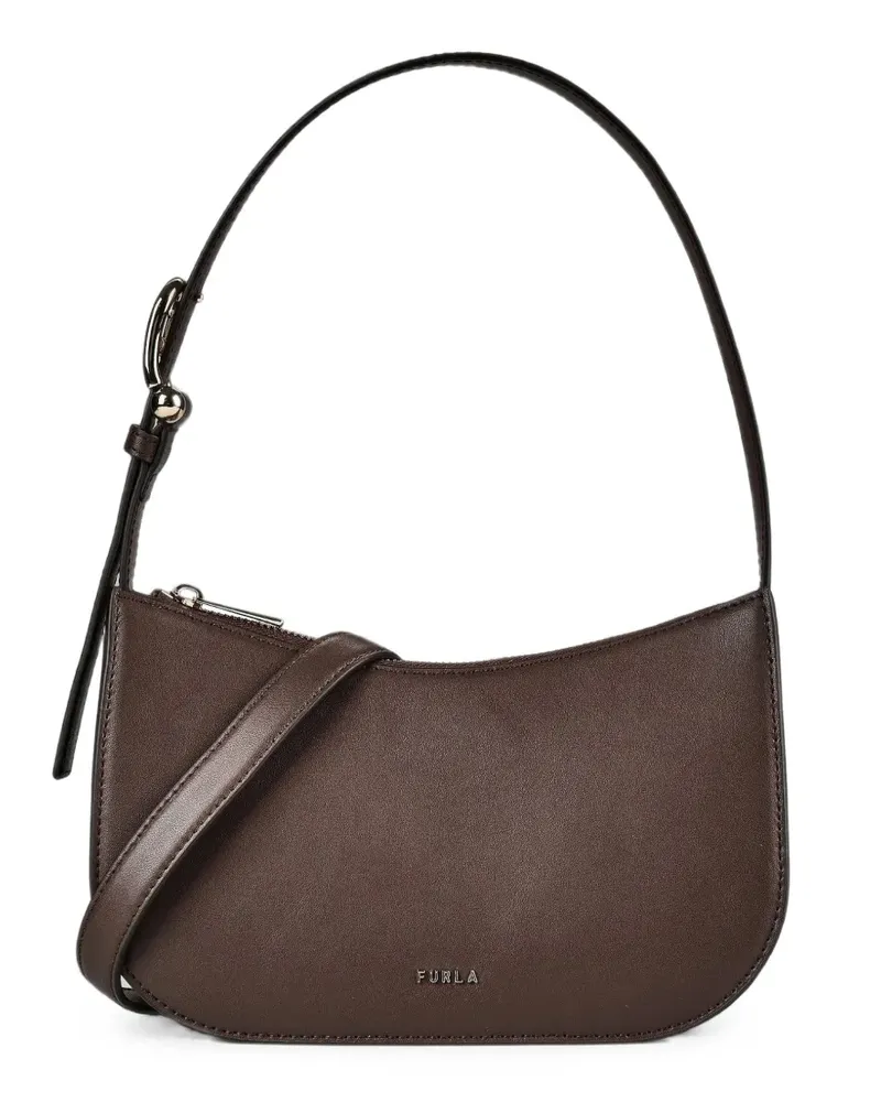 Furla suede-panel shoulder bag - Braun Braun