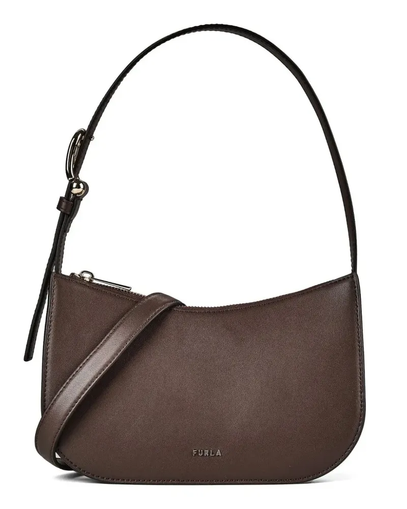 Furla Schultertasche mit Wildledereinsätzen - Braun Braun
