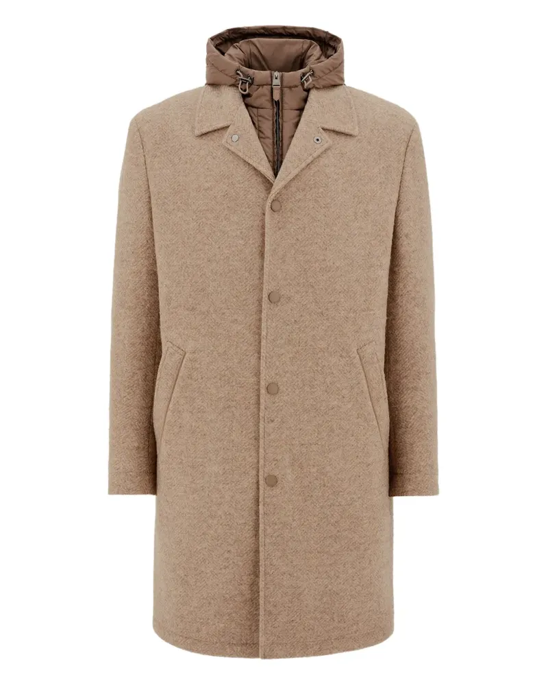 Canali Einreihiger Kapuzenmantel - Nude Nude