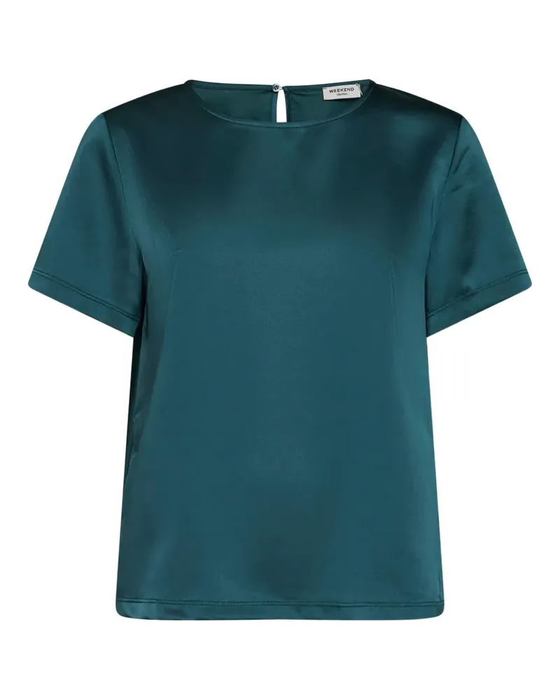 Max Mara satin keyhole-detail jersey-panel T-shirt - Grün Grün