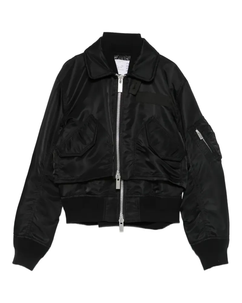 Sacai Jacke im Layering-Look - Schwarz Schwarz