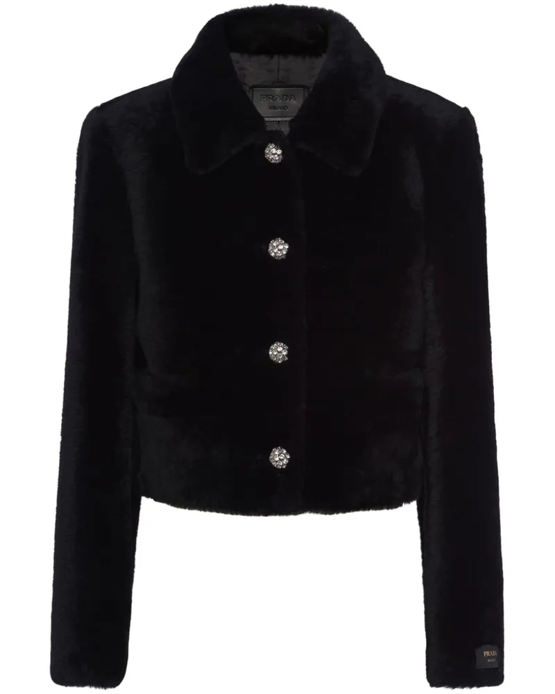 Prada Cropped-Jacke aus Shearling - Schwarz Schwarz