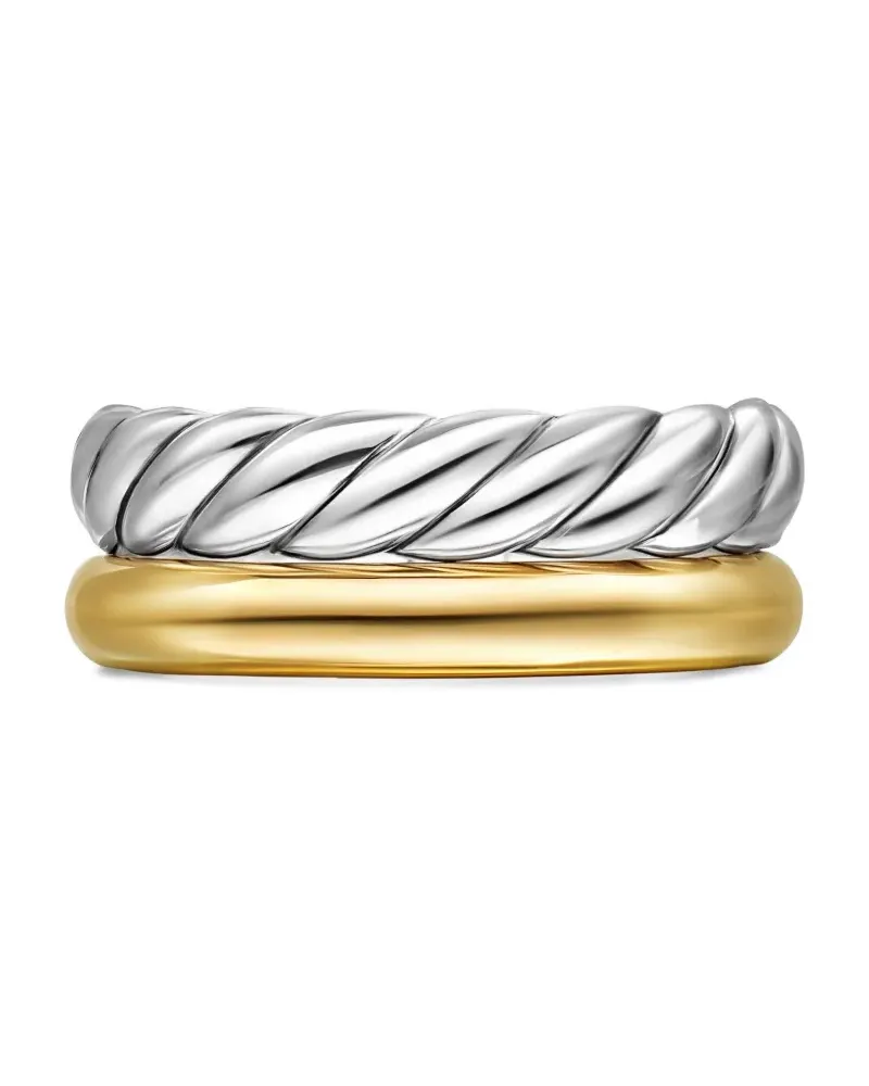 David Yurman DY Mercer® Two Row 18kt Gelbgold- und Sterlingsilberring Silber