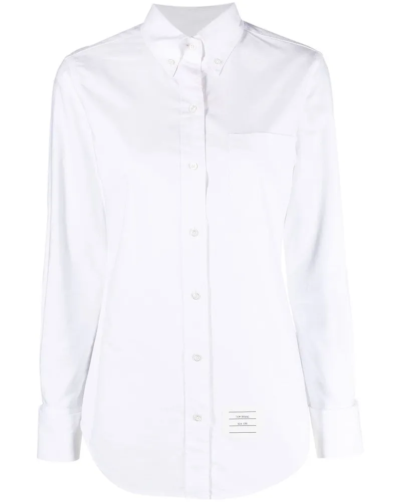 Thom Browne Popeline-Hemd mit Logo-Patch - Weiß Weiß