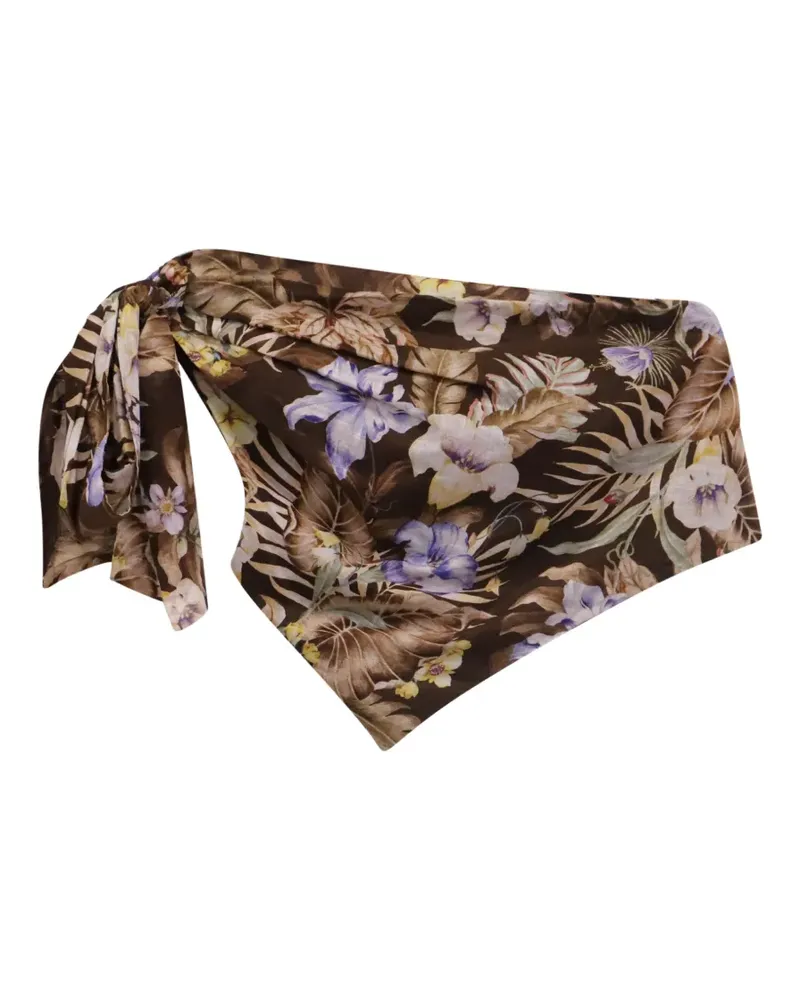 Zimmermann 2020s One-Shoulder-Top mit Blumenprint - Braun Braun