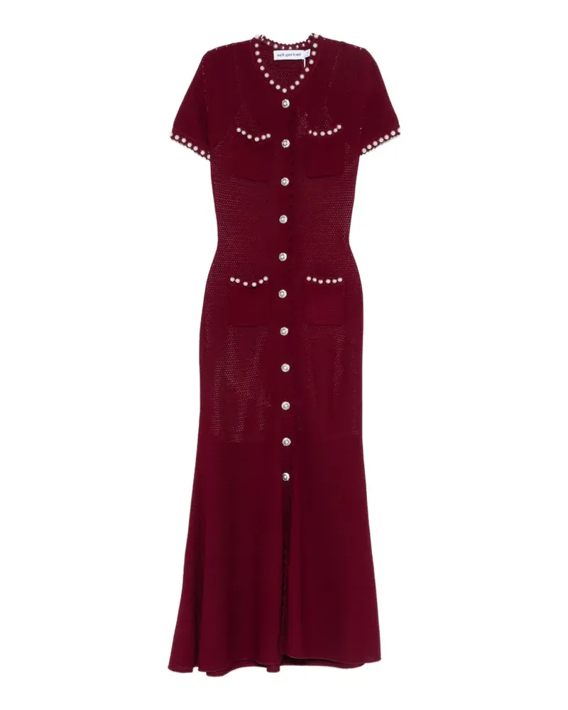 Self-Portrait button embellished midi dress - Rot Rot