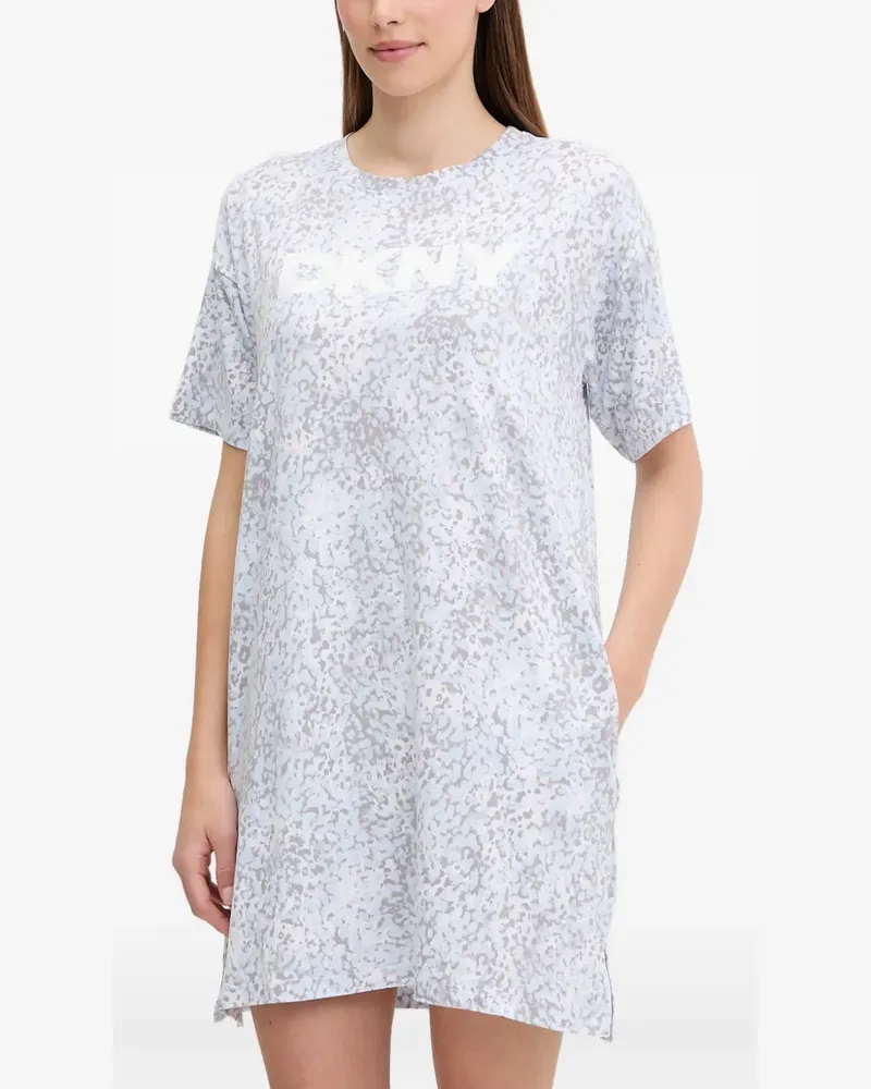 DKNY leopard-print logo-print nightdress - Blau Blau