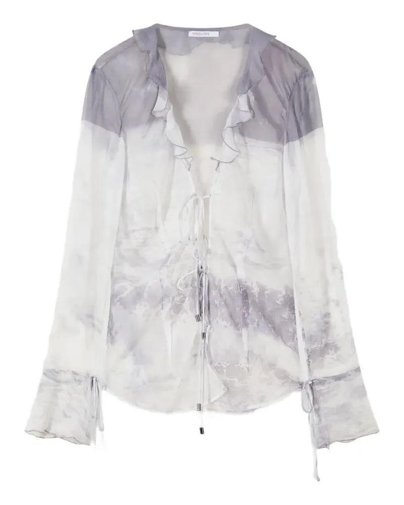 Patrizia Pepe ruffled waves-print blouse - Weiß Weiß