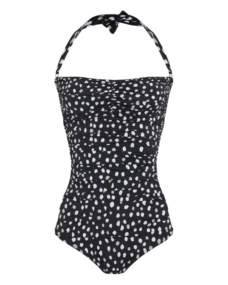 Lygia & Nanny Geraffter Wangari Badeanzug mit Polka Dots - Schwarz Schwarz